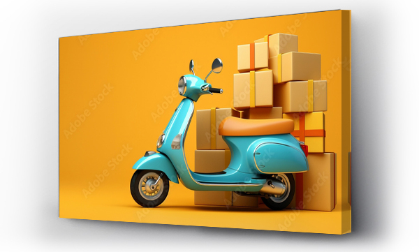 Wizualizacja Obrazu : #647946600 Box shipping motorcycle business delivery courier scooter bike service transportation deliver