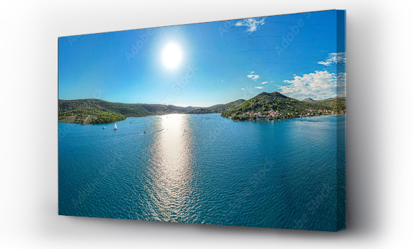 Wizualizacja Obrazu : #647976332 Wybrze?e Morza Adriatyckiego w Chorwacji, okolice miejscowo?ci Poljica i Marina. Panorama latem z lotu ptaka.