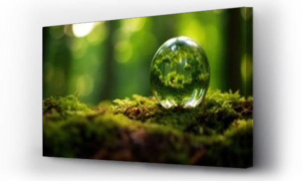Wizualizacja Obrazu : #648893943 Earth Day Green Globe In Forest With Moss And Defocused
