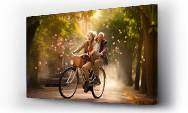 Wizualizacja Obrazu : #649671317 Elderly people ride bike in park