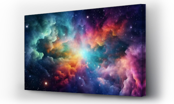 Wizualizacja Obrazu : #650621772 HD Wallpaper of colorful space stars galaxy nebula 3D rendering Generative AI