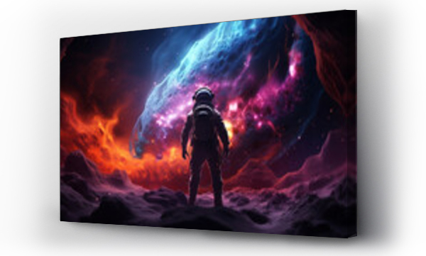 Wizualizacja Obrazu : #650814975 astronaut and galaxy storm vortex, neon painting dark galaxy bacground