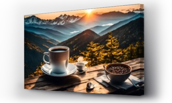 Wizualizacja Obrazu : #651129702 cup of coffee on the mountain