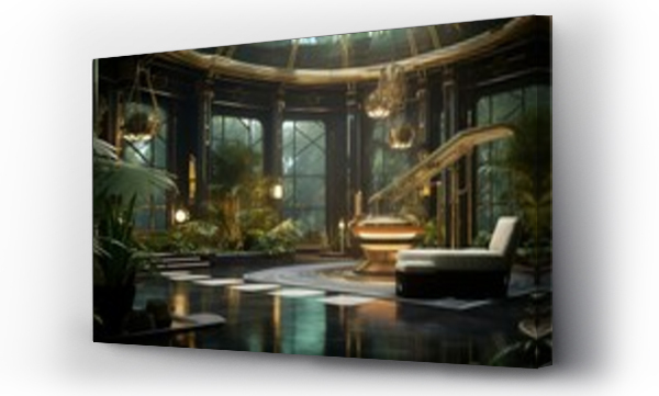 Wizualizacja Obrazu : #651826441 Exotic spa futuristic style botanical garden in art deco design interior at a luxury hotel