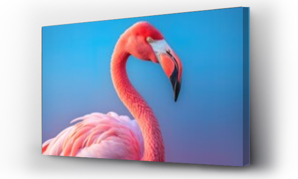 Wizualizacja Obrazu : #652050648 Closeup of a pink flamingo with a blue sky