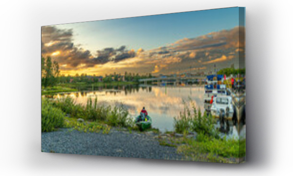 jezioro, Krajobrazy, zachód, zachod slonca