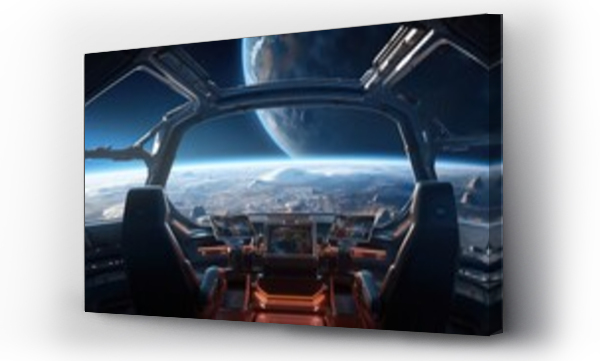 Wizualizacja Obrazu : #653052268 Spaceship futuristic interior with view on exoplanet