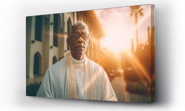 Wizualizacja Obrazu : #653191539 Priest church black african. Cross man religion. Generate Ai