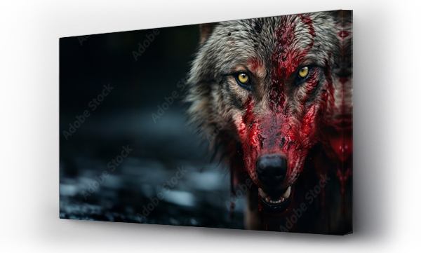 Wizualizacja Obrazu : #654083908 The Terrifying Big Bad Wolf: Rabid Aggressive and Bloodthirsty Predator.  