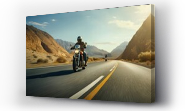 Wizualizacja Obrazu : #654236477 a motorcycle gracefully navigating an empty highway, symbolizing the freedom and joy of the ride.