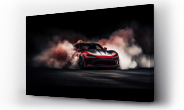 Wizualizacja Obrazu : #654760388 Drifting super sport car on a black background