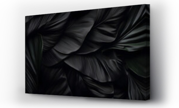 Wizualizacja Obrazu : #655010363 Textures of abstract black leaves for tropical leaf background. Flat lay, dark nature concept, tropical leaf, digital ai
