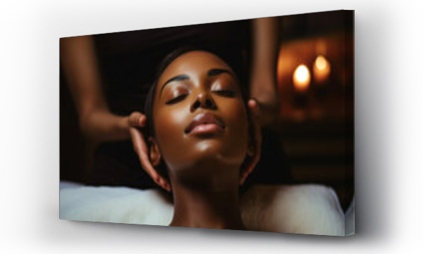 Wizualizacja Obrazu : #655341198 Black woman gets a head massage in a spa