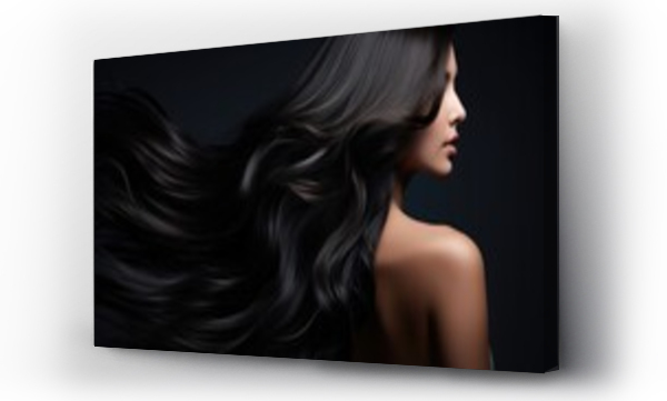 Wizualizacja Obrazu : #655425262 Asian woman with dark hair. Concept of hair care, hair coloring and strengthening.