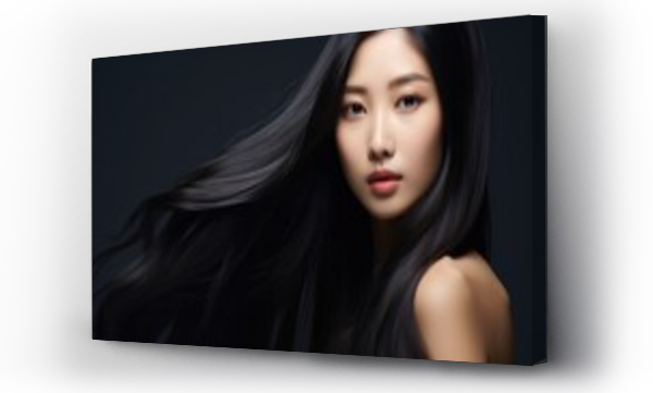 Wizualizacja Obrazu : #655425383 Asian woman with dark hair. Concept of hair care, hair coloring and strengthening.
