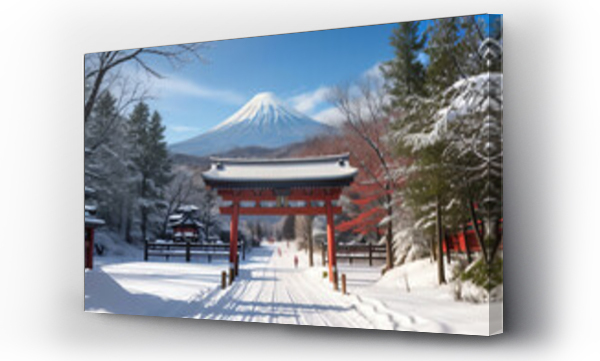Wizualizacja Obrazu : #655513203 snowy japan shrine gate in winter ai generated