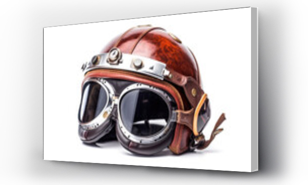 Wizualizacja Obrazu : #655588884 Vintage half motorcycle helmet with glasses isolated on white background. Generative Ai
