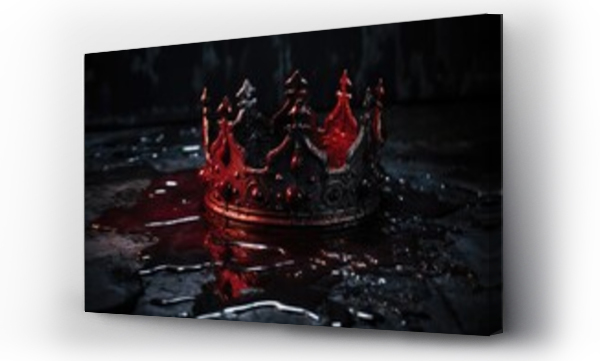 Wizualizacja Obrazu : #656051869 a royalty ornate crown laying on a puddle of blood. murder concept. downfall of a king, queen, prince or princess. 