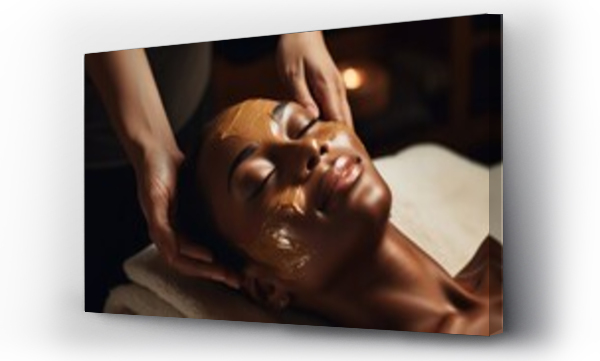 Wizualizacja Obrazu : #656114255 African American woman receiving a facial mask treatment at a spa to enhance her skin care routine