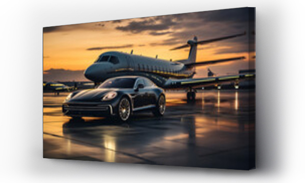 Wizualizacja Obrazu : #656375969 airplane with luxury car shown together at international airport