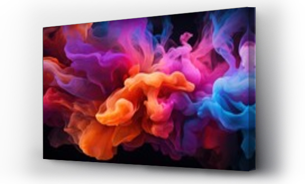 Wizualizacja Obrazu : #656404057 An abstract painting of colorful smoke on a black background with a black background