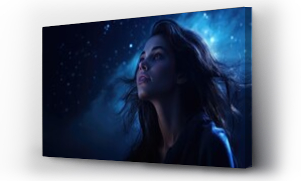 Wizualizacja Obrazu : #656442401 Beautiful woman looking at the night starry sky