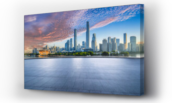 Wizualizacja Obrazu : #656504765 Guangzhou city square floor and building skyline in the early morning