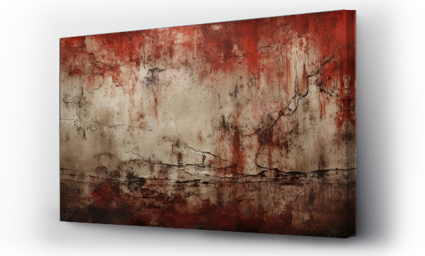 Wizualizacja Obrazu : #656762892 Spooky Halloween scenery with aged blood stained cement wall with copyspace for text