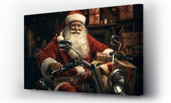 Wizualizacja Obrazu : #656925373 Santa Claus and gifts on a motorcycle as a vehicle. AI generative