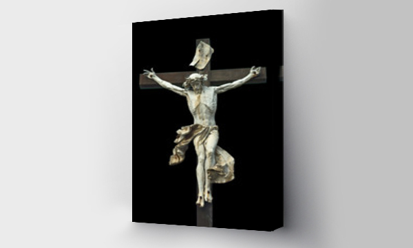 Wizualizacja Obrazu : #65708467 Crucifixion. Christian cross with Jesus Christ statue isolated o