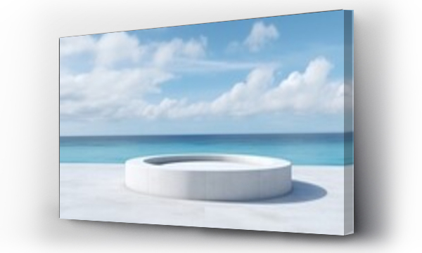 Wizualizacja Obrazu : #657393925 Generative AI : Empty concrete floor and gray wall. 3d rendering of sea view plaza with clear sky background.