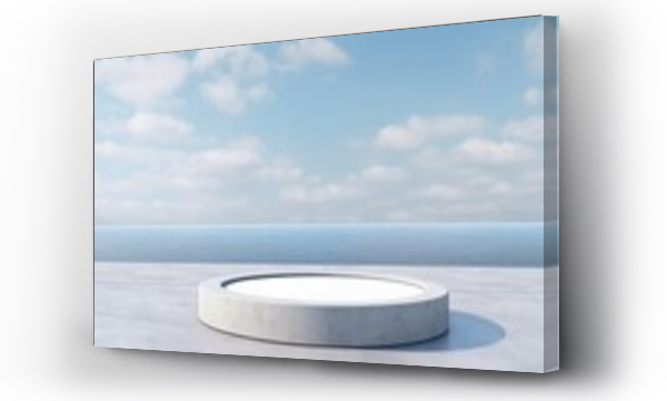 Wizualizacja Obrazu : #657394603 Generative AI : Empty concrete floor and gray wall. 3d rendering of sea view plaza with clear sky background.