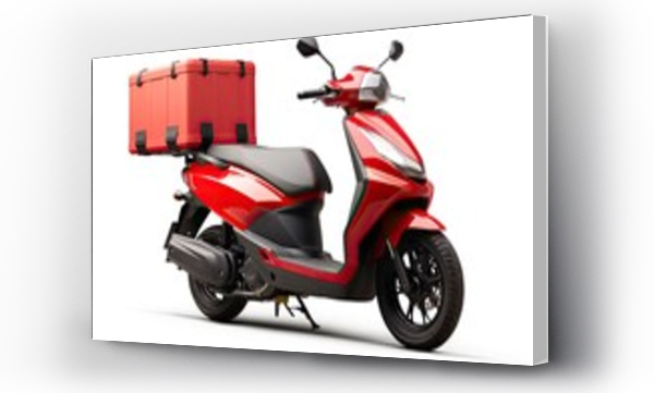 Wizualizacja Obrazu : #657450753 red scooter with a box isolated on white background. motorcycle delivery