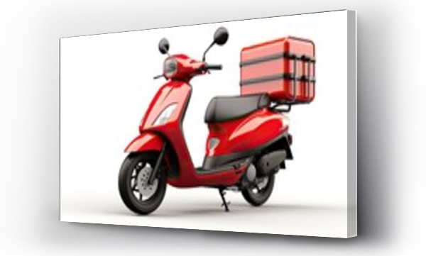 Wizualizacja Obrazu : #657450782 red scooter with a box isolated on white background. motorcycle delivery