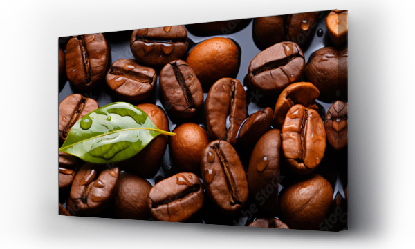 Wizualizacja Obrazu : #657586867 Fresh coffee beans banner. Coffee beans background. Close-up food photography