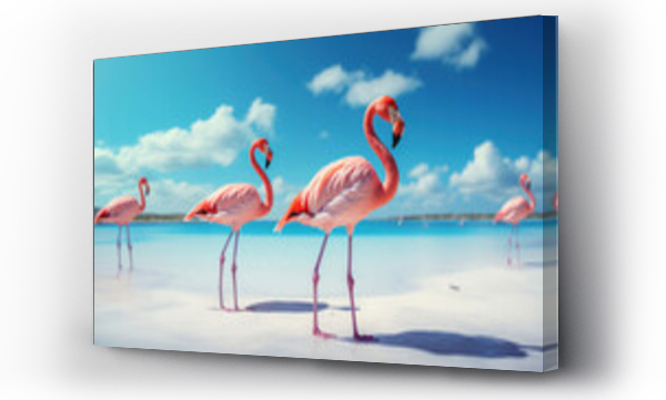 Wizualizacja Obrazu : #657972200 Pink flamingos on a beautiful beach