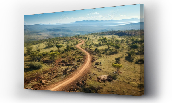 Wizualizacja Obrazu : #658018962 Dirt road on savanna panoramic landscape. Generative AI technology.	

