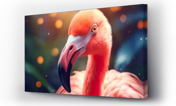 Wizualizacja Obrazu : #658071476 Pink flamingo in the forest. Wildlife scene from tropics
