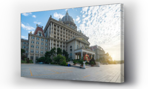 Wizualizacja Obrazu : #658682604 Luxury European style castle hotel architecture and plaza