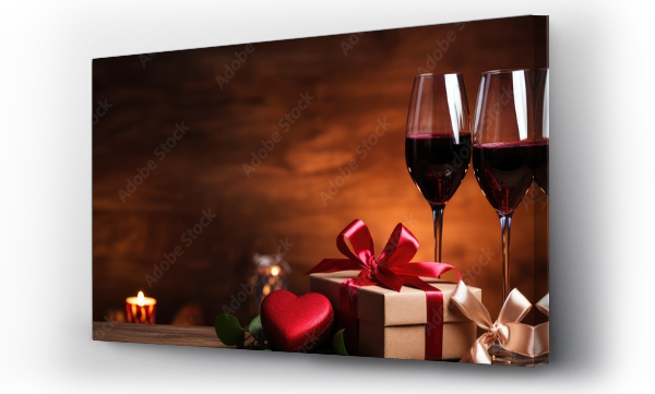 Wizualizacja Obrazu : #659032264 Valentine s ambiance with gifts and wine