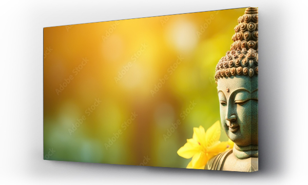 Wizualizacja Obrazu : #659066434 Statue of Buddha with bokeh background representing golden aura symbolizing Asian faith