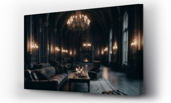 Wizualizacja Obrazu : #659348854 the living room of a large, Gothic vampire castle. Draculas castle