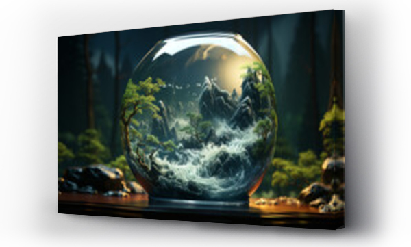 Wizualizacja Obrazu : #659462311 stormy seas and nature in glass. with details subtly incorporated into the glossy glass 3d generative ai