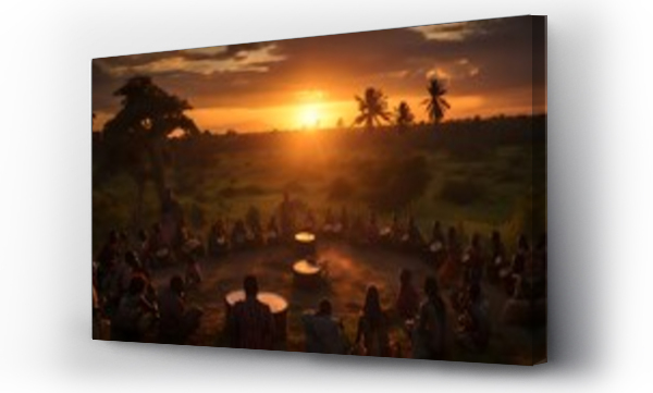 Wizualizacja Obrazu : #659529087 Group Enjoying Sunset in Tropical Landscape
