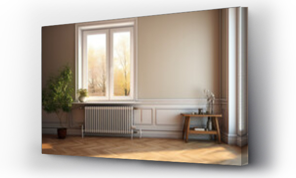 Wizualizacja Obrazu : #659960021 Heating radiator in a minimalist room interior. Heating for apartments and houses, the beginning of the heating cold season. 