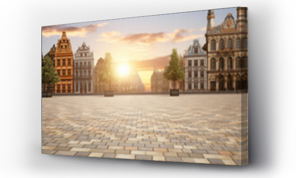 Wizualizacja Obrazu : #660340824 Brick plaza with small city background for product showcase