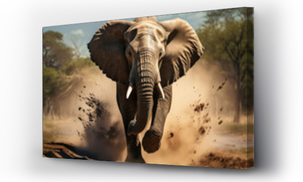 Wizualizacja Obrazu : #660404171 Portrait of a young running elephant