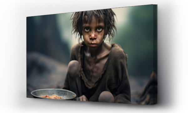 Wizualizacja Obrazu : #660489167 Hungry, starving, poor little child looking at the camera.