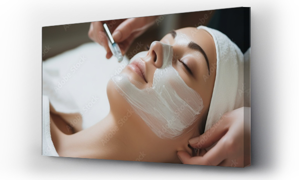 Wizualizacja Obrazu : #660606949 young woman having facial mask spa therapy in beauty salon