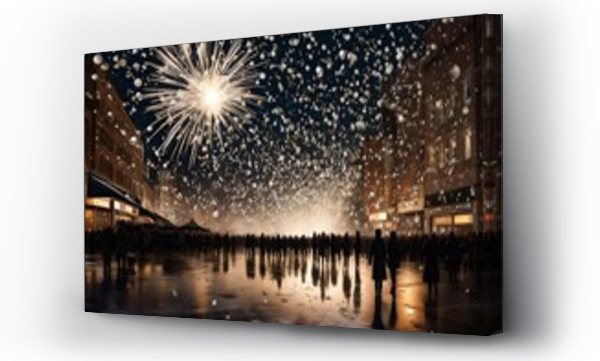 Wizualizacja Obrazu : #660626656 a traditional New Years Eve ball drop in a bustling city square.